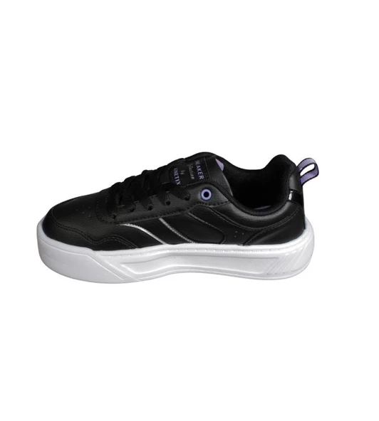 KİNETİX Kadın Siyah Pembe Cilt Kalın Taban Sneaker Spor Ayakkabı - 9