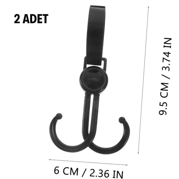 BUFFER® 2 Adet Bebek Arabası, Motor, Bisiklet Eşya Taşıma Aparatı Plastik Kanca - 4