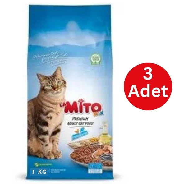 Mito Mix Tavuklu ve Balıklı Yetişkin Kedi Maması 3 x 1 KG