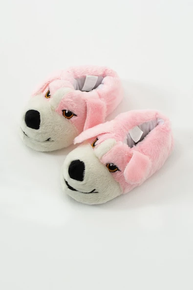 Albishoes Sevimli Köpek Hayvan Figürlü Peluş Yumuşak Taban Ev Botu Kışlık Hayvanlı Ev Panduf (30-40) - 5