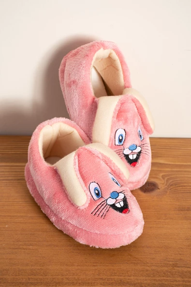 Albishoes Kız Çocuk Panduf Ev Patiği Pamuk Astarlı Tavşan Figür Ev Kreş Ayakkabısı Sevimli Tavşan - 2