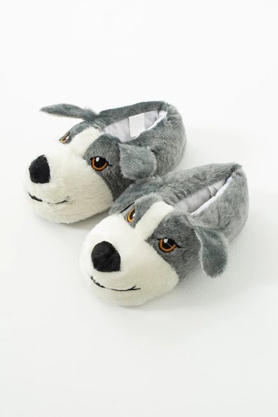 Albishoes Sevimli Köpek Hayvan Figürlü Peluş Yumuşak Taban Ev Botu Kışlık Hayvanlı Ev Panduf (30-40) - 5
