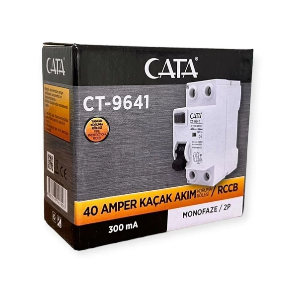 CATA CT-9641 40 AMPER 300 MA YANGIN KORUMA RÖLESİ MONOFOZE