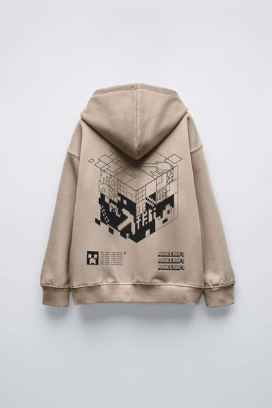 ERKEK ÇOCUK MINECRAFT MODELLİ PAMUK KAPŞONLU SWEAT - 2