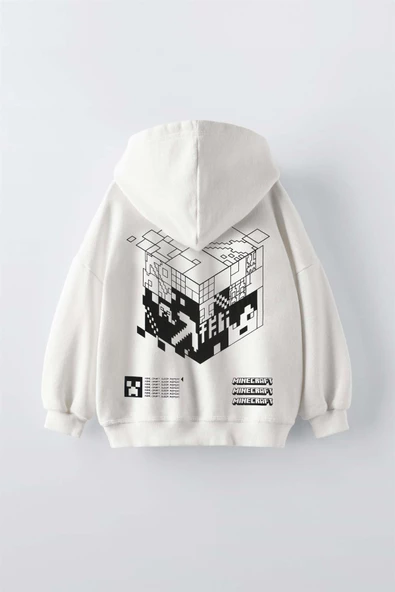 ERKEK ÇOCUK MINECRAFT MODELLİ PAMUK KAPŞONLU SWEAT - 4
