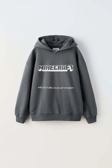 ERKEK ÇOCUK MINECRAFT MODELLİ PAMUK KAPŞONLU SWEAT - 5