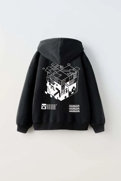 ERKEK ÇOCUK MINECRAFT MODELLİ PAMUK KAPŞONLU SWEAT - 8