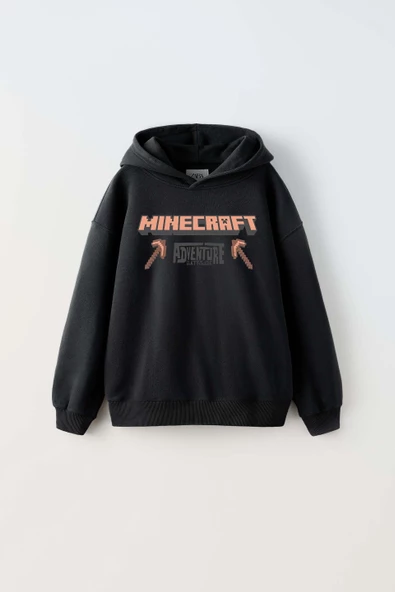 ERKEK ÇOCUK MINECRAFT MODELLİ KOL MANŞETLİ PAMUK KAPŞONLU SWEAT - 5