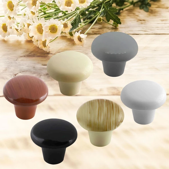 15 Adet Sert Plastik Mantar Düğme Kulp Siyah Dolap Mobilya Mutfak Dolabı Çekmece Kapak Kulpu Kulbu - 6