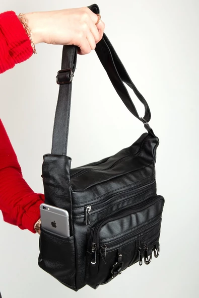 Monalisa Home Kadın Çok Bölmeli Yıkama Deri Omuz Çapraz - Resim 4