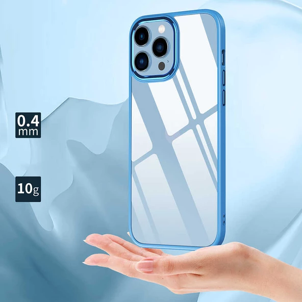 iPhone 13 Pro Kılıf Renkli Silikon Kenarlı Krom Kapak - 12