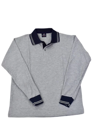 Kolej Polo Yaka Sweat Gri Lacivert ENDS-S - Resim 2