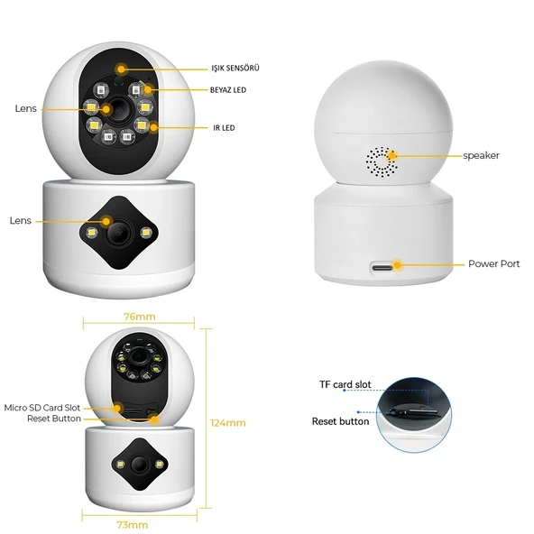 MPIA AOI Dual Lens 360° Görüş Hareketli Wireless Akıllı Kamerası Türkçe (carecampro) Uygulama - 8