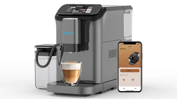 Yasomi Brewsta WS-D5 Kahve Öğütücülü, Dokunmatik Ekranlı Full Otomatik Espresso Makinesi(Gri) - 7