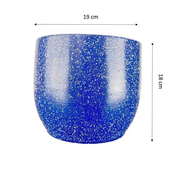 Bitki Tasarımı Lacivert Granit Toprak Saksı Saksılık Salon Çiçeklik - 19 CM - 2