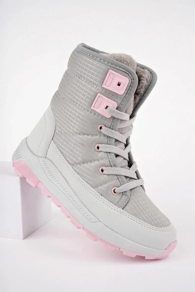 Muggo BUGS Garantili Çocuk Unisex Tırtıklı Taban İçi Kürklü Bağcıklı Fermuarlı Yağmur ve Kar Botu - 7