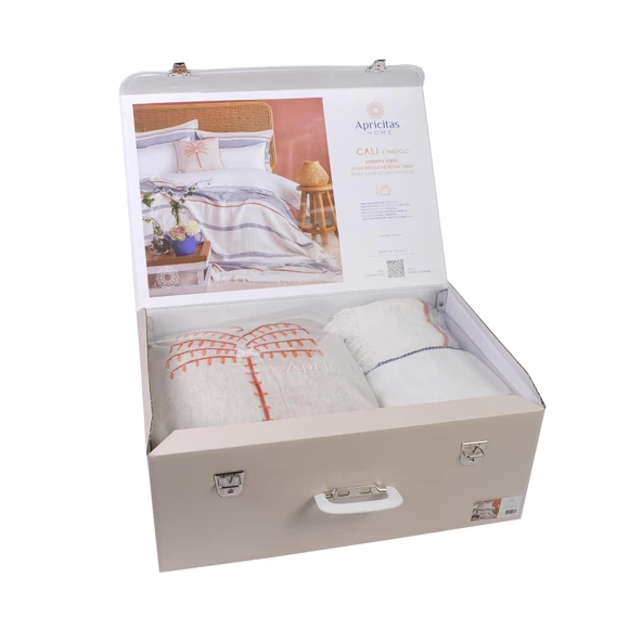 ÇİFT KİŞİLİK PAMUK YATAK ÖRTÜSÜ SETİ CALI INDIGO - YATAK ORTUSU SET - 5
