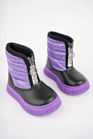 Muggo CANDY Garantili Bebek Rahat Kalıp Önü Fermuarlı İçi Kürklü Yağmur ve Kar Botu - 12