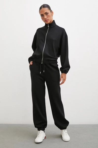 Fermuarlı Sweatshirt Siyah - 4