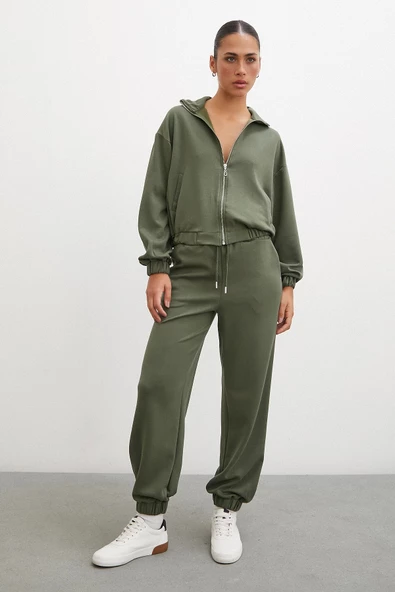 Lastikli Cepli Eşofman Altı Haki - Resim 6