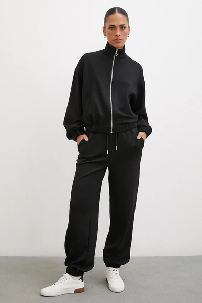 Lastikli Cepli Eşofman Altı Siyah - Resim 3