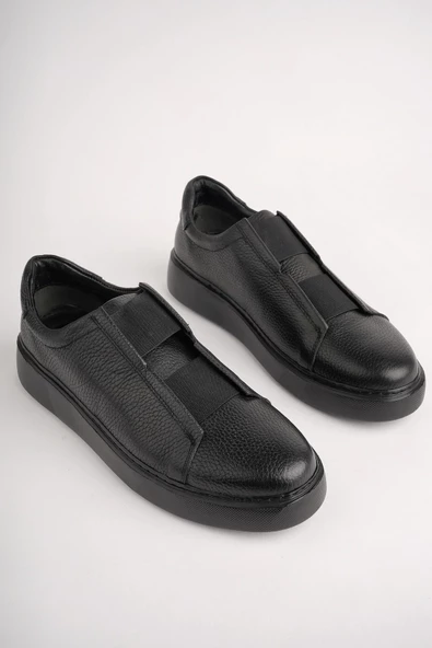 Muggo FERNANDO Garantili Hakiki Deri Bağcıksız Lastik Detaylı Erkek Günlük Ayakkabı - 6