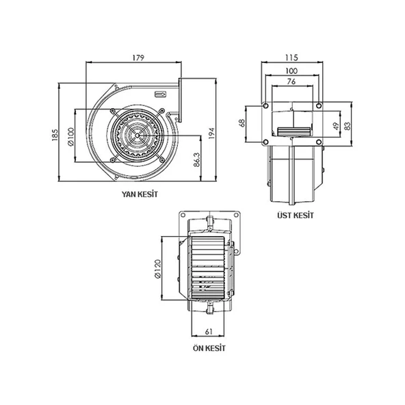 Aircol AKS 120-60 Salyangoz Radyal Fan - 2