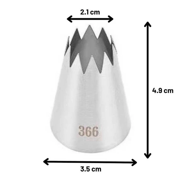 Büyük Boy Açık Yıldız 10 Diş Krema Duyu 35x21x49 Mm | İthal Krema Torbası Hediye (DY-366) - 3