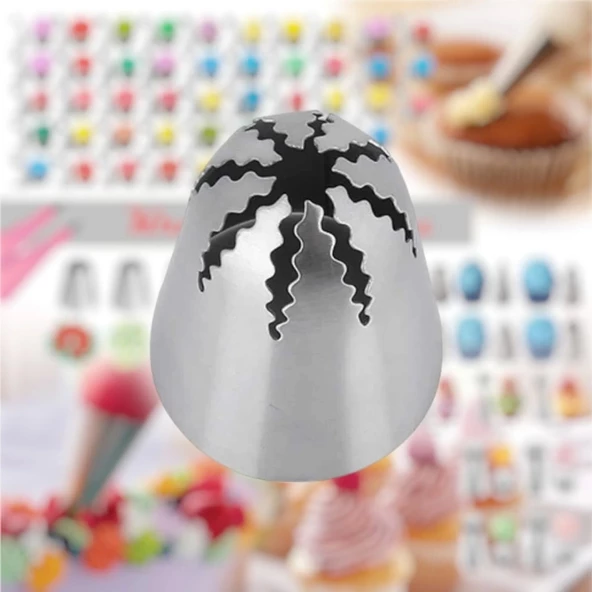 Büyük Boy Kapalı Yıldız 8 Diş Krema Duyu 36x6x48 Mm | İthal Krema Torbası Hediye (DY-904)