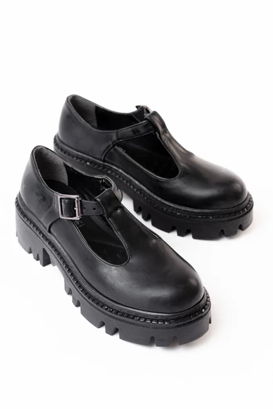 868-757 Siyah Rugan Günlük Yüksek Tabanlı Loafer Ayakkabı - 5