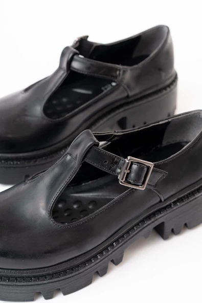 868-757 Siyah Rugan Günlük Yüksek Tabanlı Loafer Ayakkabı - 3