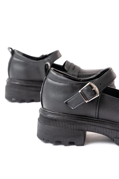 745-771 Siyah Kadın Günlük Yüksek Tabanlı Loafer Ayakkabı - 5