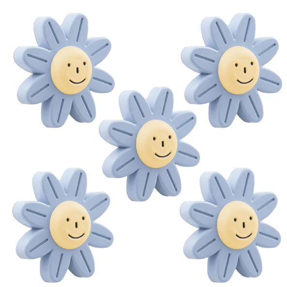 Plastik Papatya Gülücüklü Mavi Renk Mobilya Çoçuk Odası Dolabı Kapak Kulpu Çekmece Kulbu 5 ADET - Resim 6