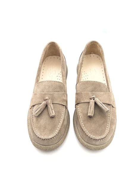 Venüs 23075604K Kadın Süet Deri Püsküllü Comfort Babet Ayakkabı - 5