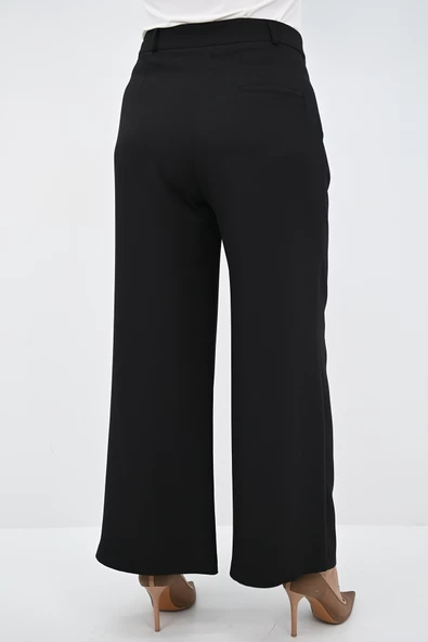 Kadın Pileli Yüksek Bel Bol Paça Pantolon 6299-25 - 5