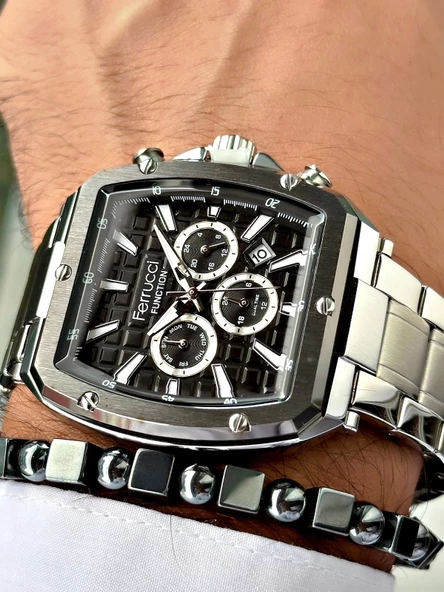 Ferrucci Function FCF.03202FM.01 Çelik Kordon Erkek Kol Saati - Resim 5