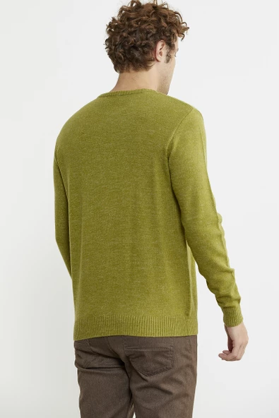 Basic Sıfır Yaka Triko Kazak - Yeşil - Resim 5