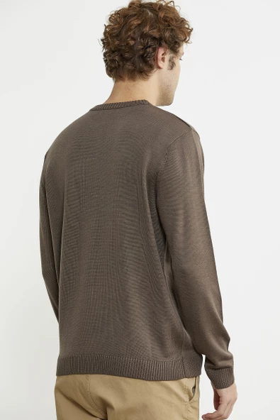 Sıfır Yaka Basic Triko Kazak - Vizon - Resim 4