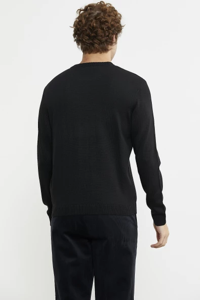 Sıfır Yaka Basic Triko Kazak - Siyah - Resim 6