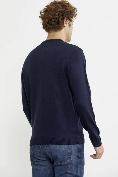 Sıfır Yaka Basic Triko Kazak - Lacivert - 6