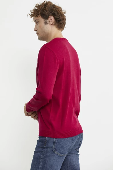 Sıfır Yaka Basic Triko Kazak - Kırmızı - 6