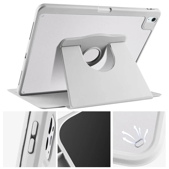 Apple iPad Pro 12.9 2022 M2 Uyumlu  Kılıf Termik Kalem Bölmeli Dönebilen Standlı Kılıf - 6