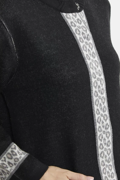 Cepli Uzun Yün Triko Hırka - Siyah - Resim 5