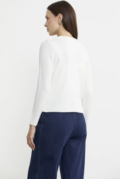 İçi Askılı Triko Hırka Takım - Kemik - 6