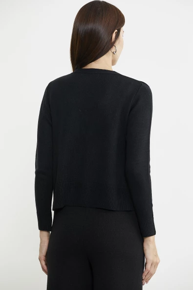 İçi Askılı Triko Hırka Takım - Siyah - 6