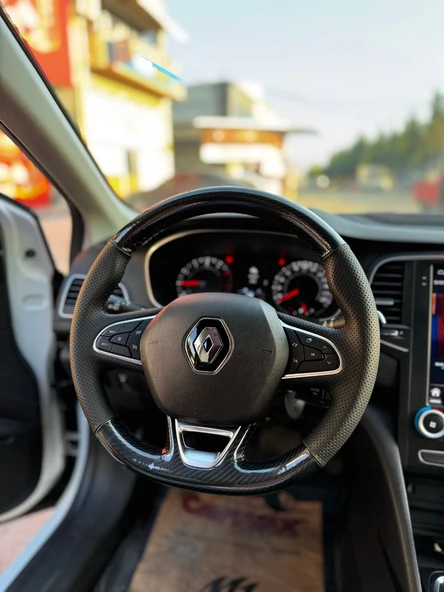 Renault Megane 4 Araca Tam Uyumlu Dikmeli Direksiyon Kılıfı (5D Kristal Karbon Soft Nokta) - Resim 2