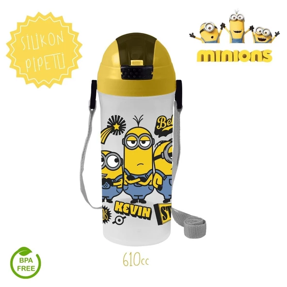 Pipetli Suluk Matara Minions 610 ml