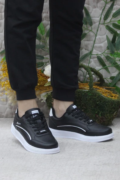 Fort Wks 2765 Siyah Beyaz Hafif Rahat Sneaker Kadın Spor Ayakkabı - 2