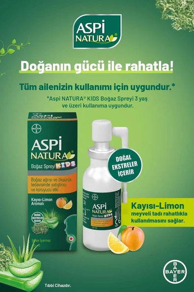 Aspi Natura Kids Kayısı-Limon Aromalı Boğaz Spreyi 20 ml - 3