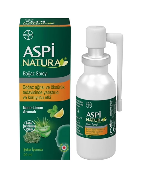 Aspi Natura Nane-Limon Aromalı Boğaz Spreyi 20 ml